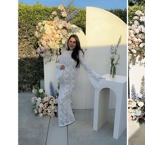 Chic Maternity White Lace Long Sleeve Dress